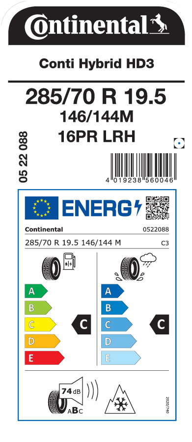 285/70R19.5 CONTINENTAL CONTI HYBRID HD3 EU LRH 16PR M+S 285/70R19.5 CONTINENTAL CONTI HYBRID HD3 EU LRH 16PR M+S