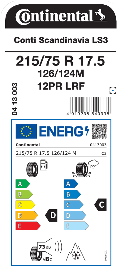 215/75R17.5 CONTINENTAL CONTI SCANDINAVIA LS3 EU LRF 12PR M+S 215/75R17.5 CONTINENTAL CONTI SCANDINAVIA LS3 EU LRF 12PR M+S