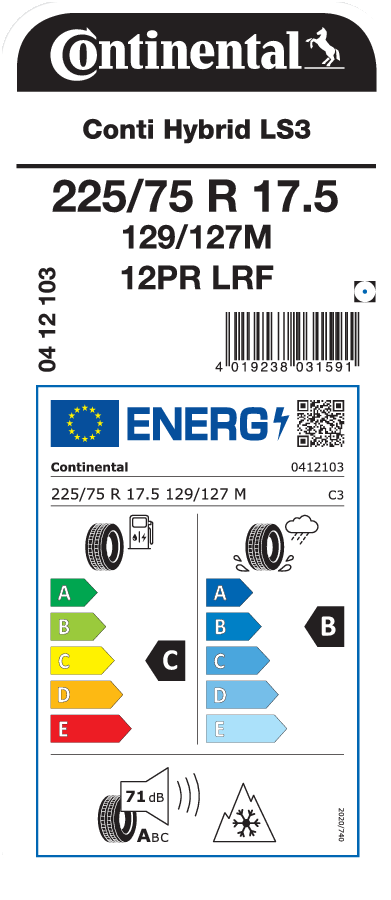225/75R17.5 CONTINENTAL CONTI HYBRID LS3 EU LRF 12PR M+S 225/75R17.5 CONTINENTAL CONTI HYBRID LS3 EU LRF 12PR M+S