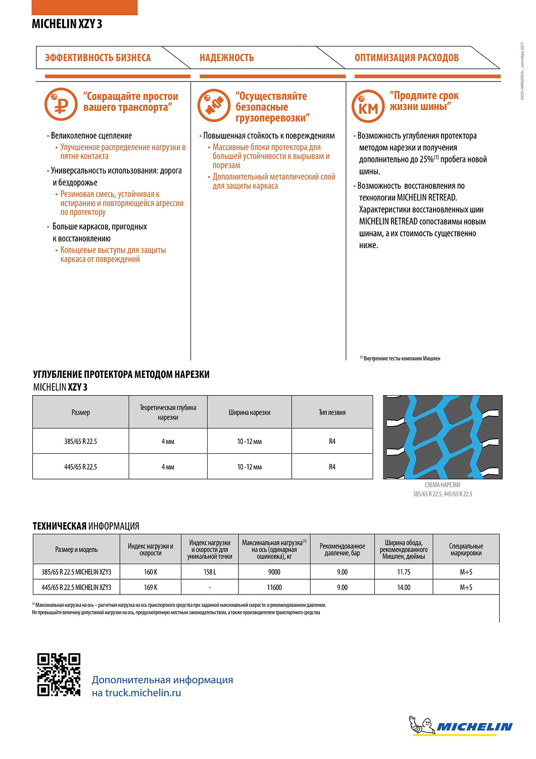 Michelin XZY 3 445/65 R22.5 TL