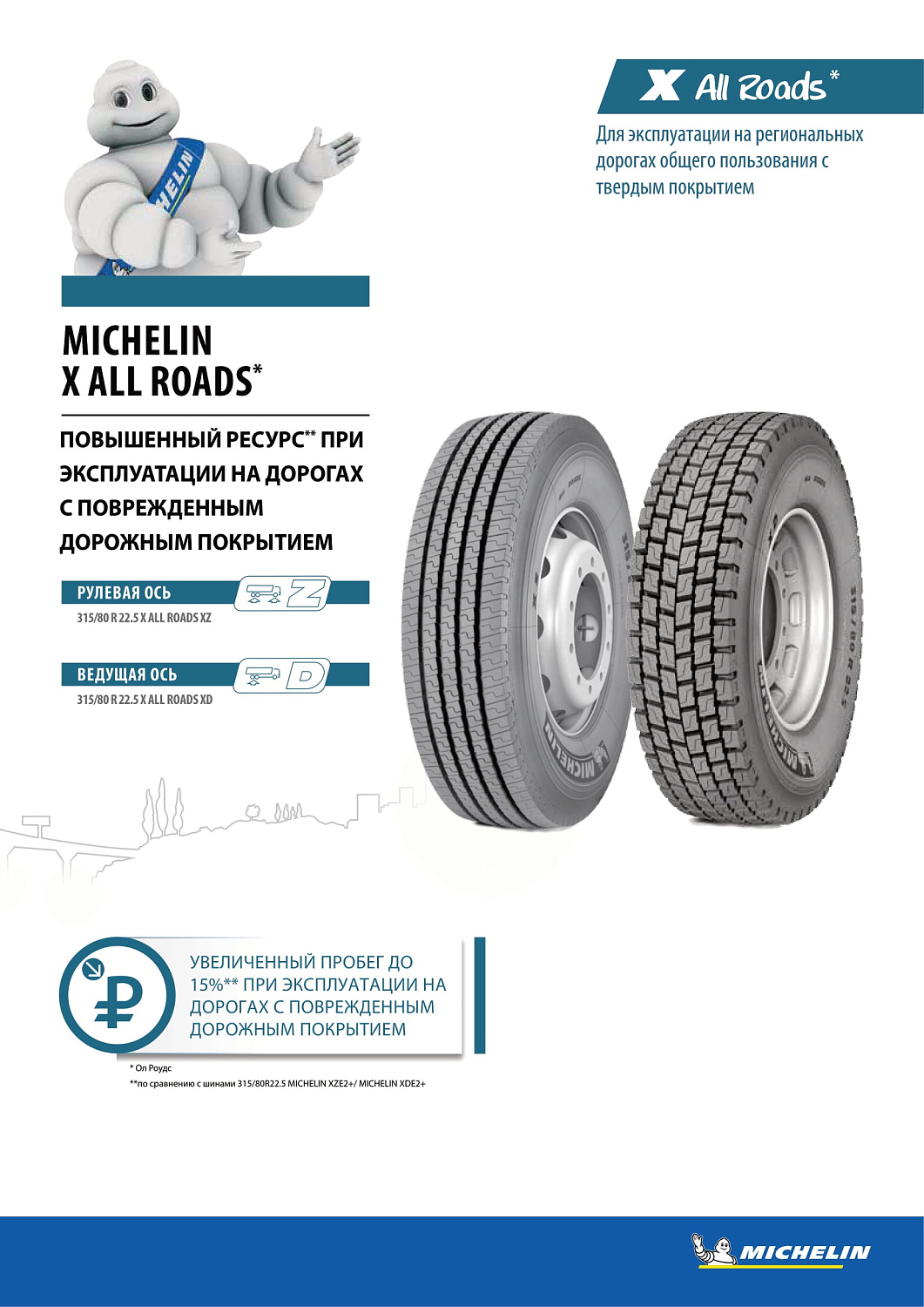 Michelin X ALL ROADS XD (XDE 2+) 295/80R22.5