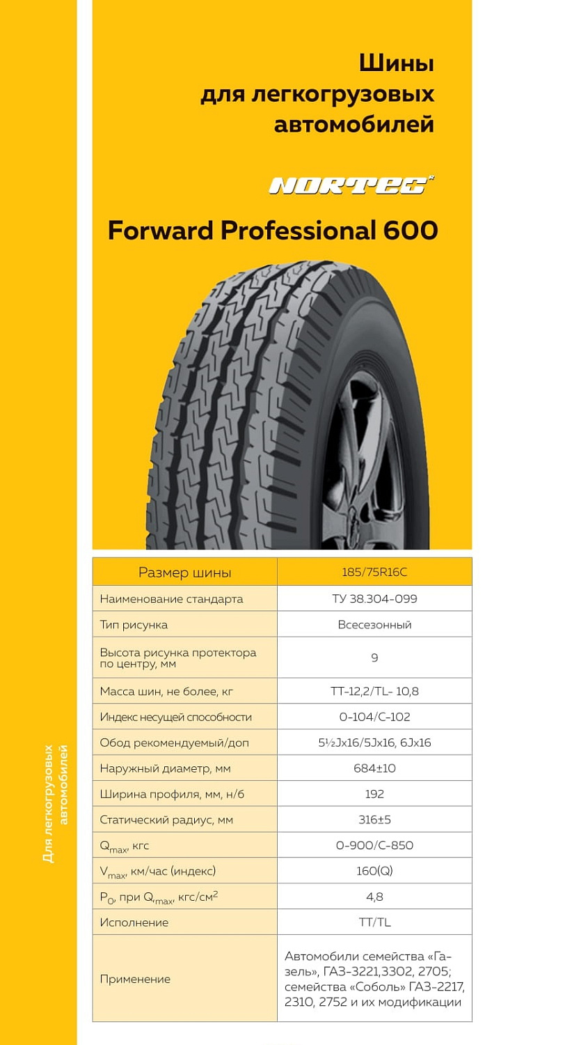 Шина FORWARD PROFESSIONAL 600 185/75 R16C 104/102Q