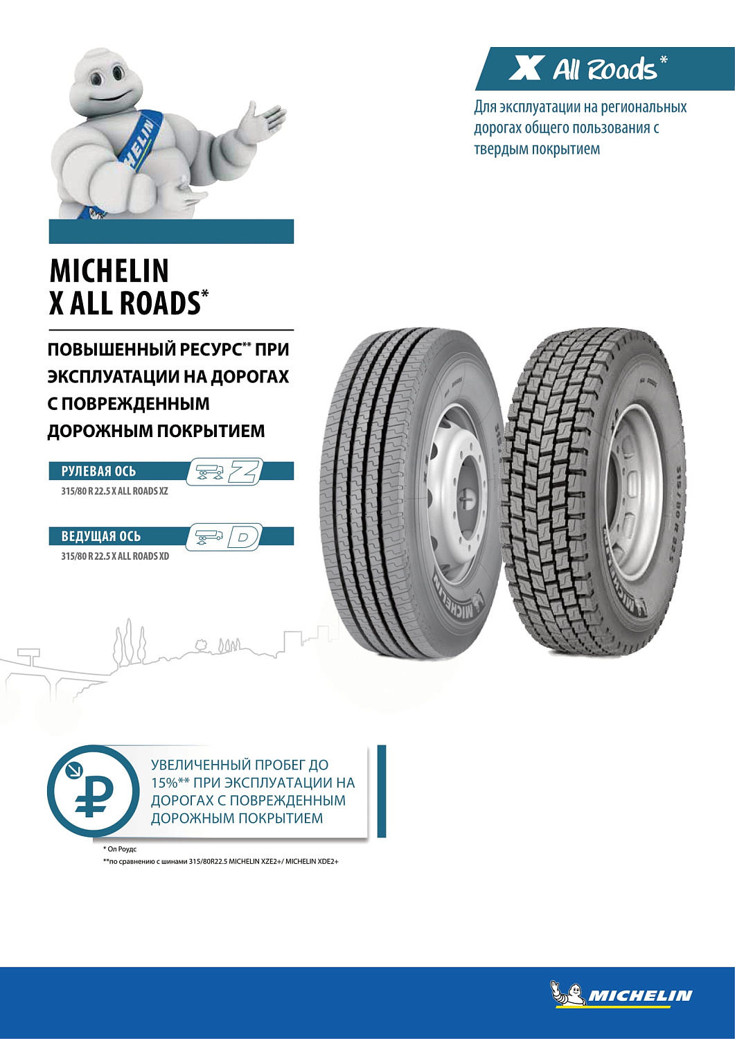 Michelin X ALL ROADS XD (XDE 2+) 245/70R19.5
